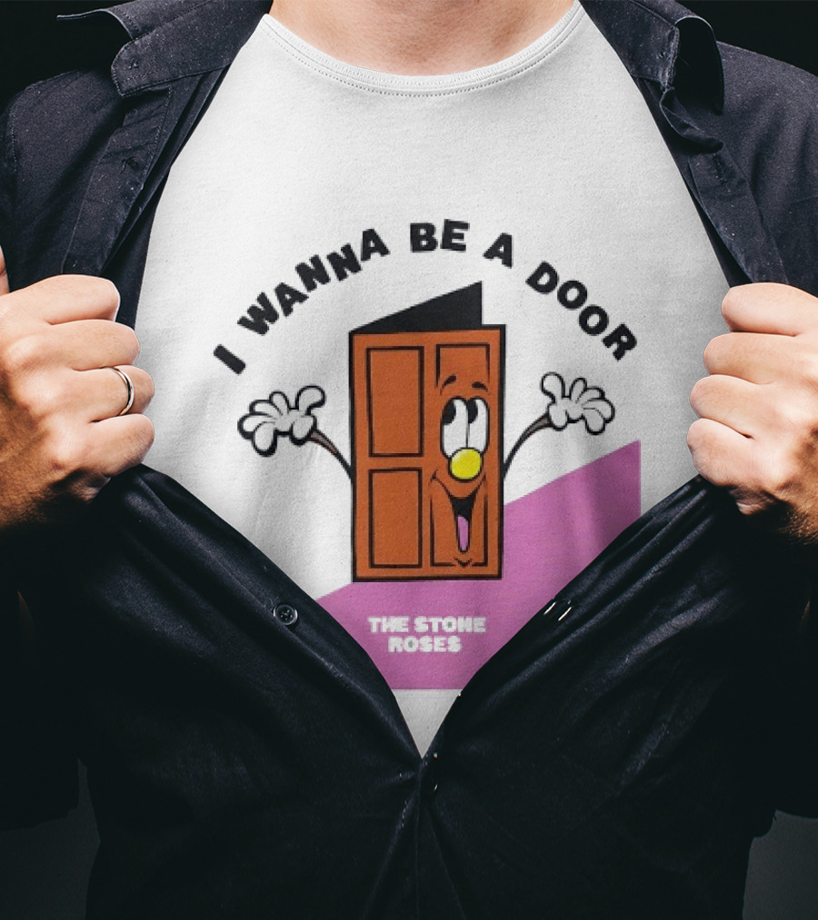 The Stone Roses I Wanna Be A Door Cartoon Yellow Nose Waving Hands T-Shirt