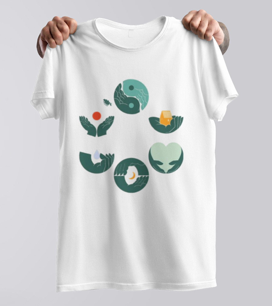Tors Store Yin Yang Elements Hands Nature T-Shirt
