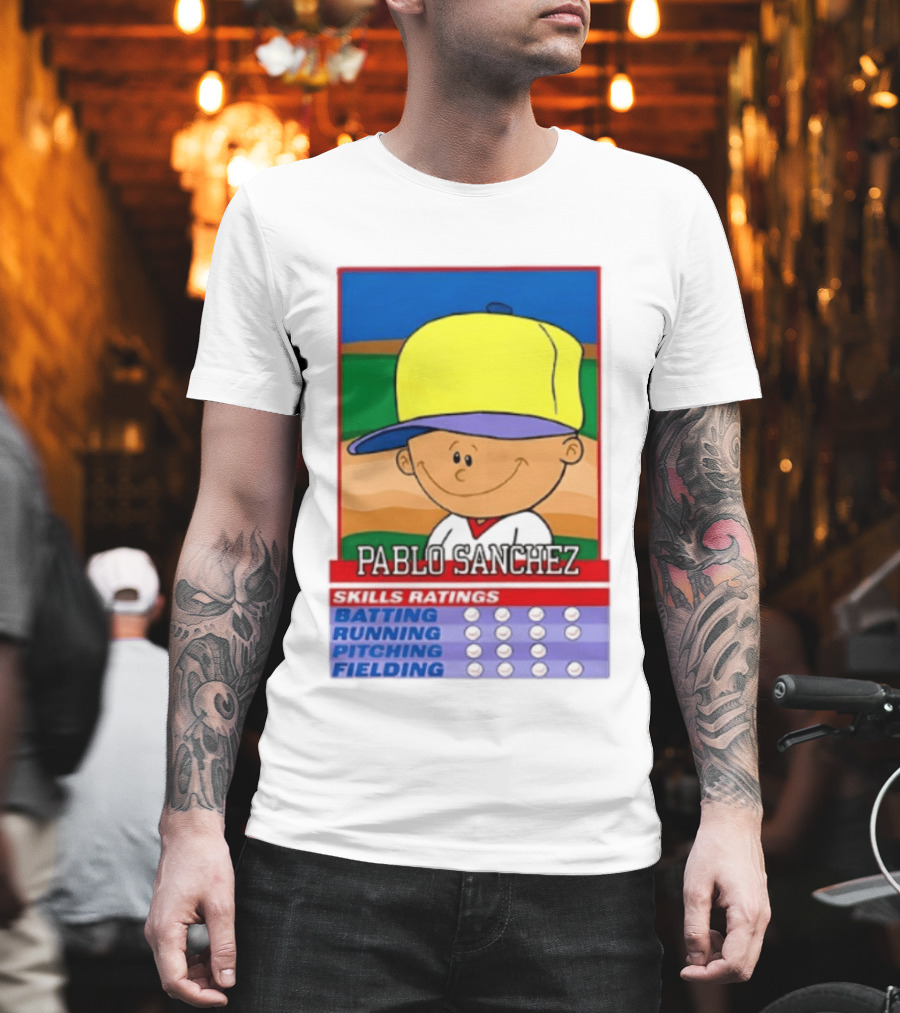 Trending Pablo Sanchez Skills Ratings Card Batting Running Pitching Fielding T-Shirt