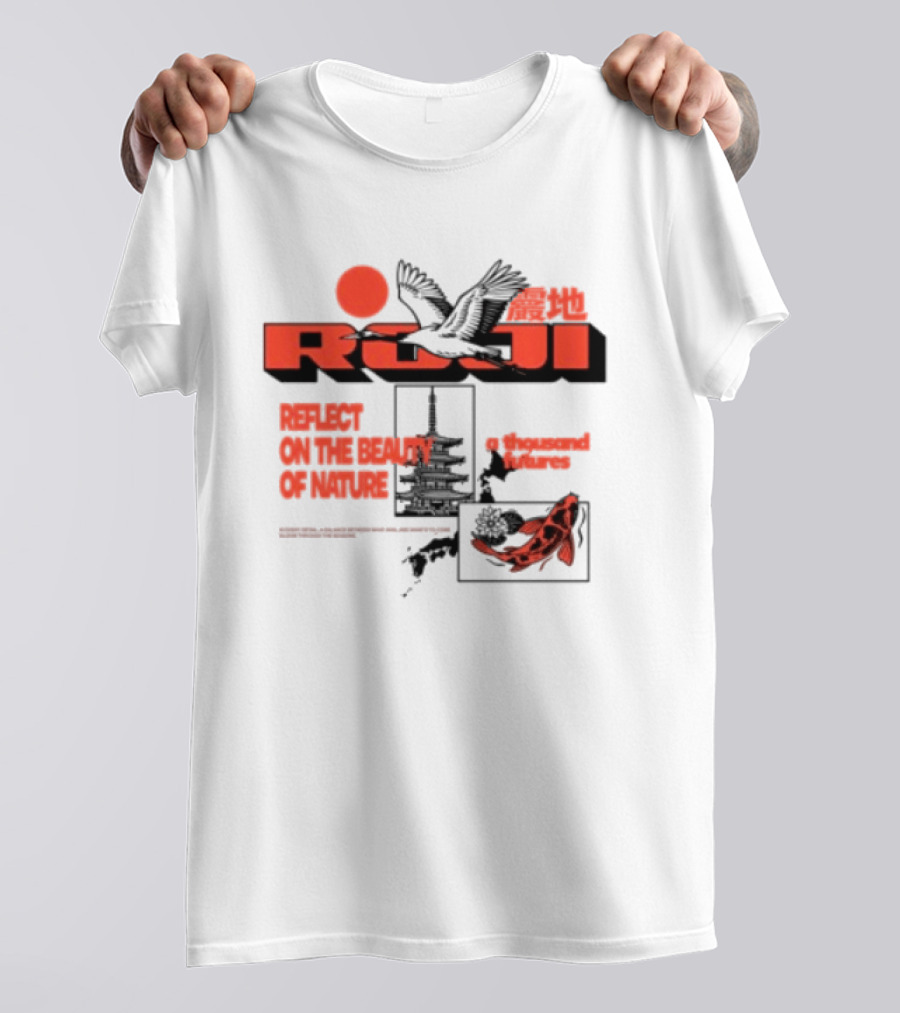 Unik Clothing Store Roji White Reflect On The Beauty Of Nature A Thousand Futures Koi Birds T-Shirt