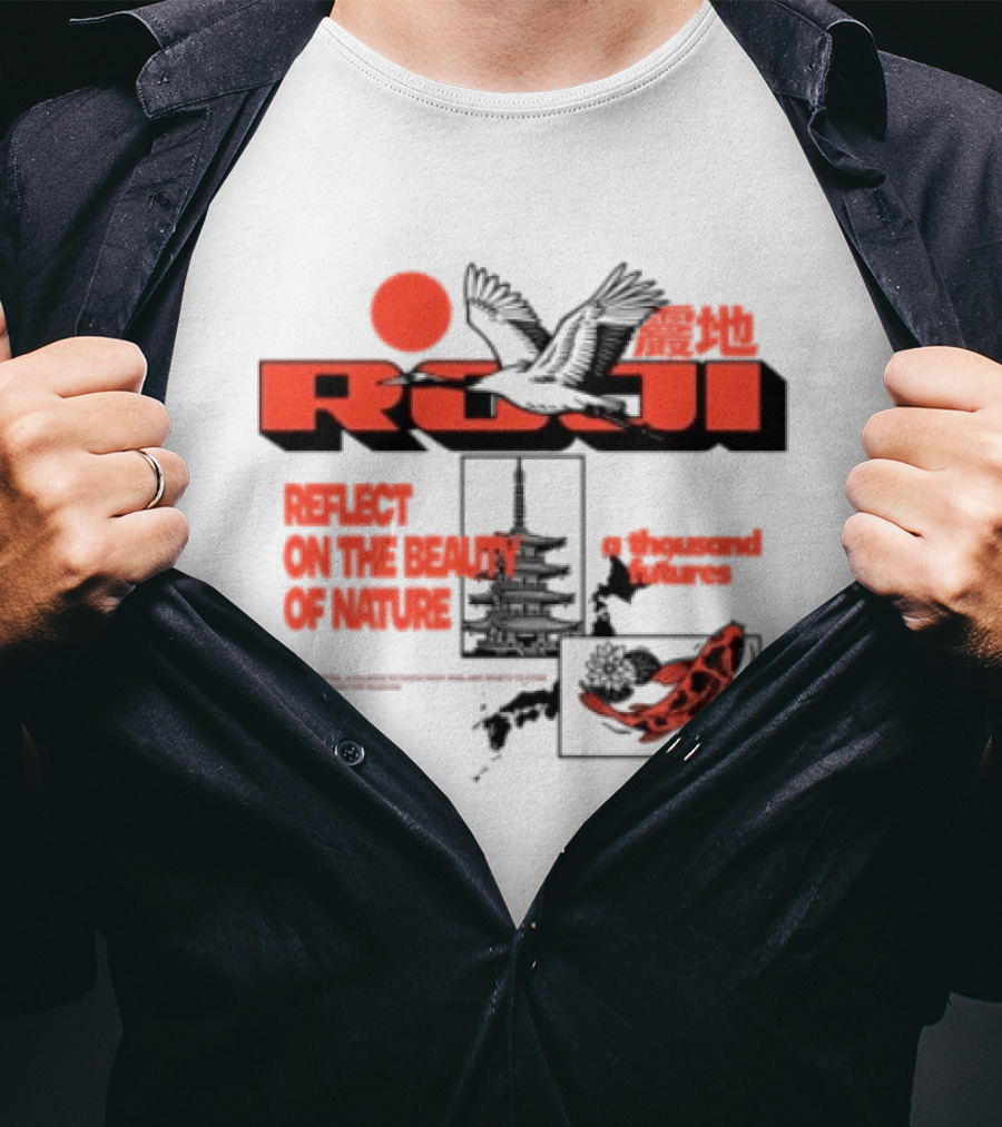 Unik Clothing Store Roji White Reflect On The Beauty Of Nature A Thousand Futures Koi Birds T-Shirt