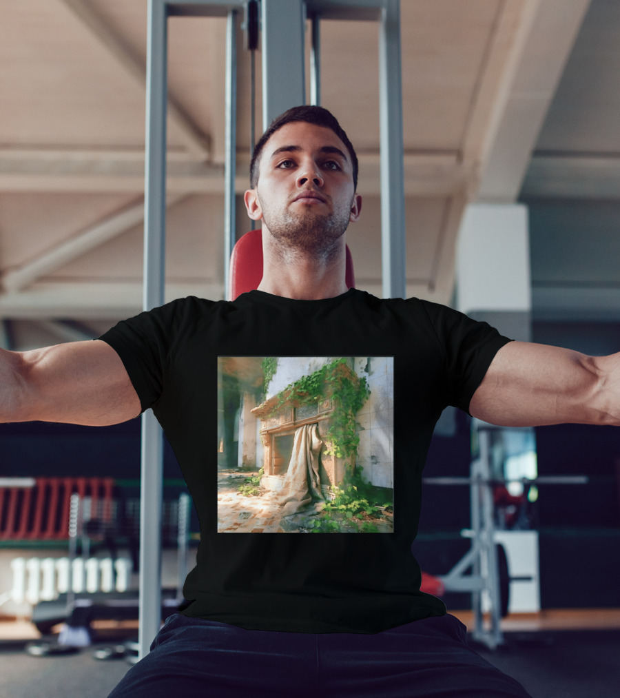 Abandoned Fireplace With Overgrown Ivy And Ruins Ambience T-Shirt