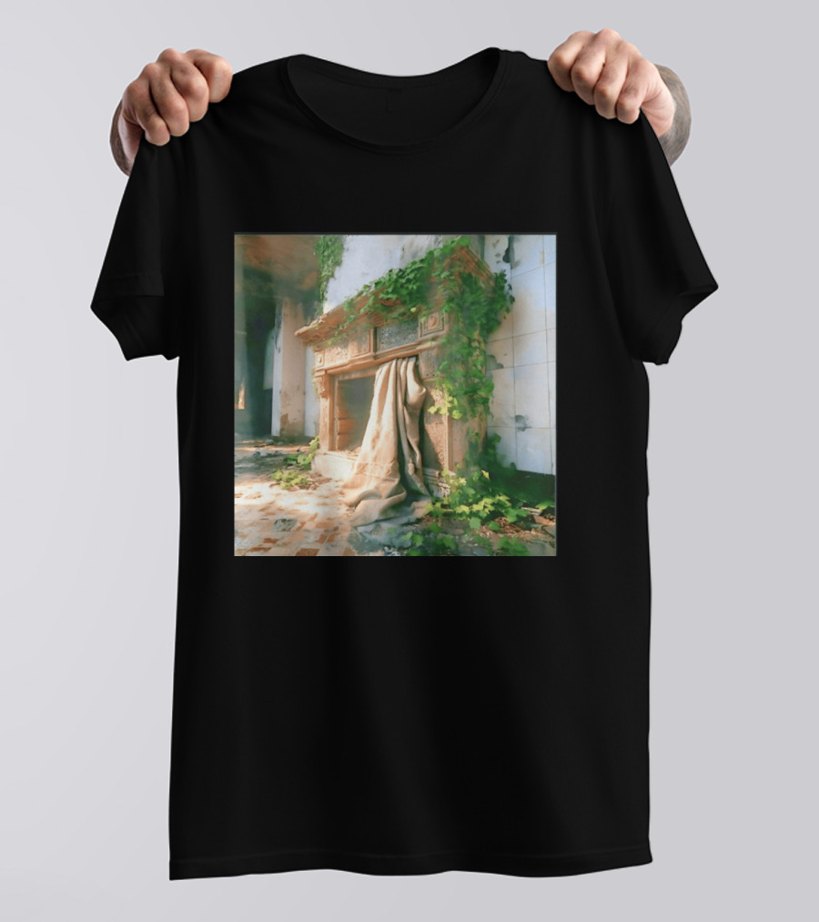 Abandoned Fireplace With Overgrown Ivy And Ruins Ambience T-Shirt