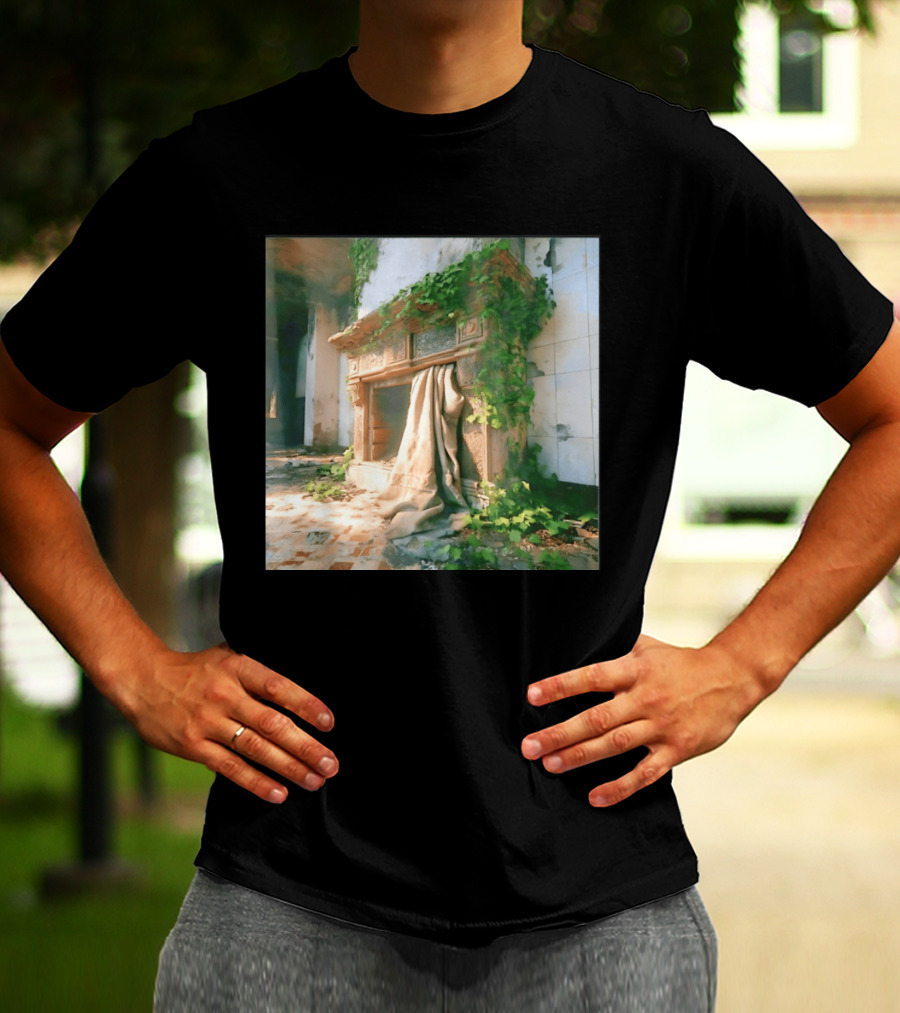 Abandoned Fireplace With Overgrown Ivy And Ruins Ambience T-Shirt