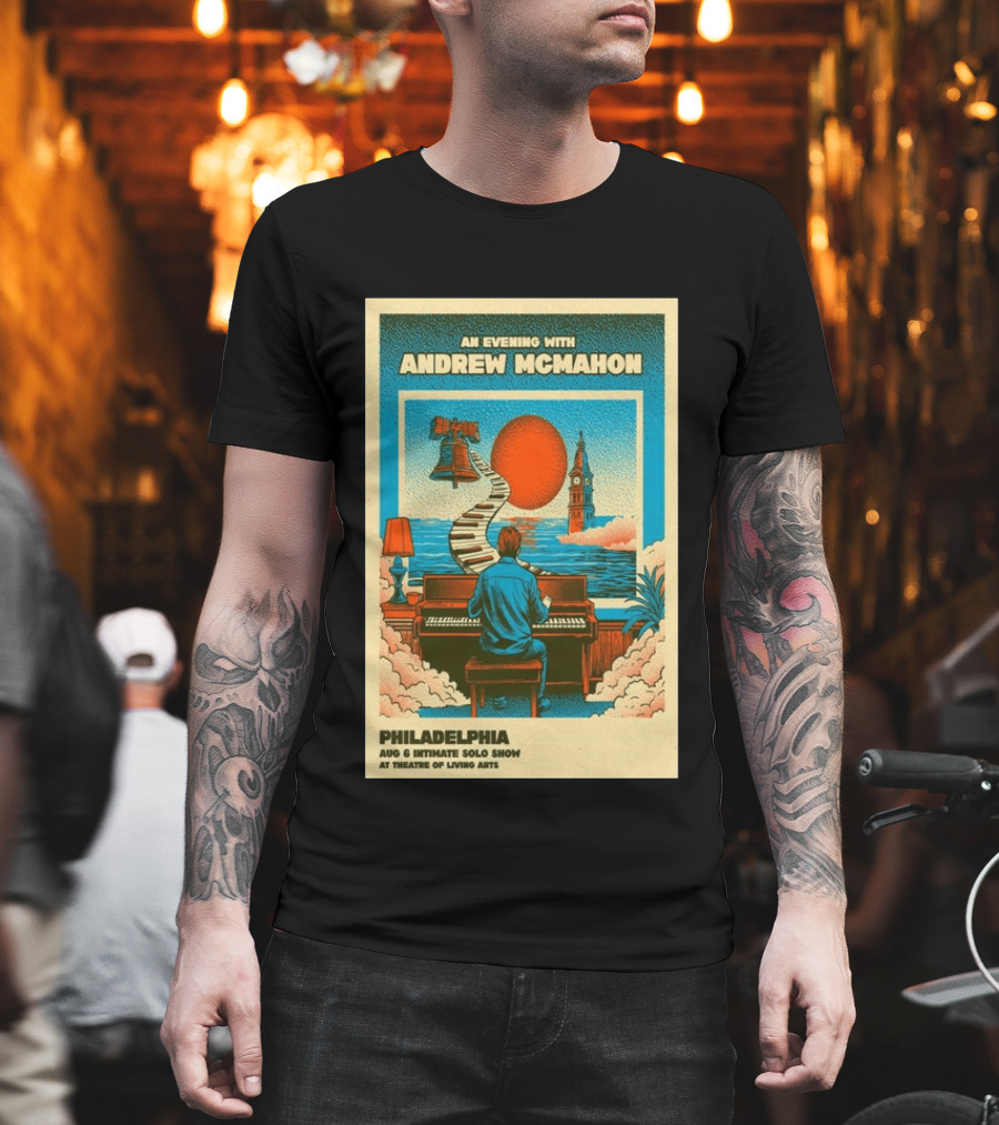 Andrew McMahon An Evening With Philadelphia Aug 6 Intimate Solo Show Theatre Of Living Arts Tour T-Shirt