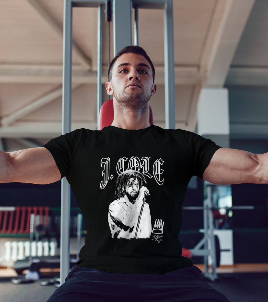J Cole Dreamville Hip Hop Portrait Style Microphone T-Shirt