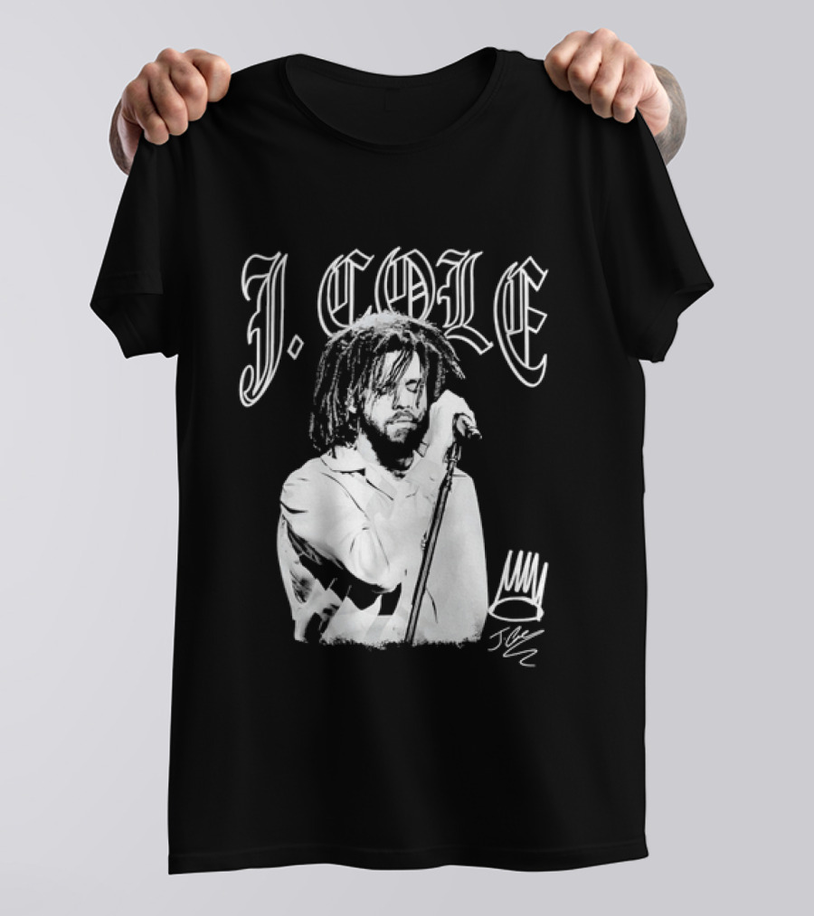 J Cole Dreamville Hip Hop Portrait Style Microphone T-Shirt