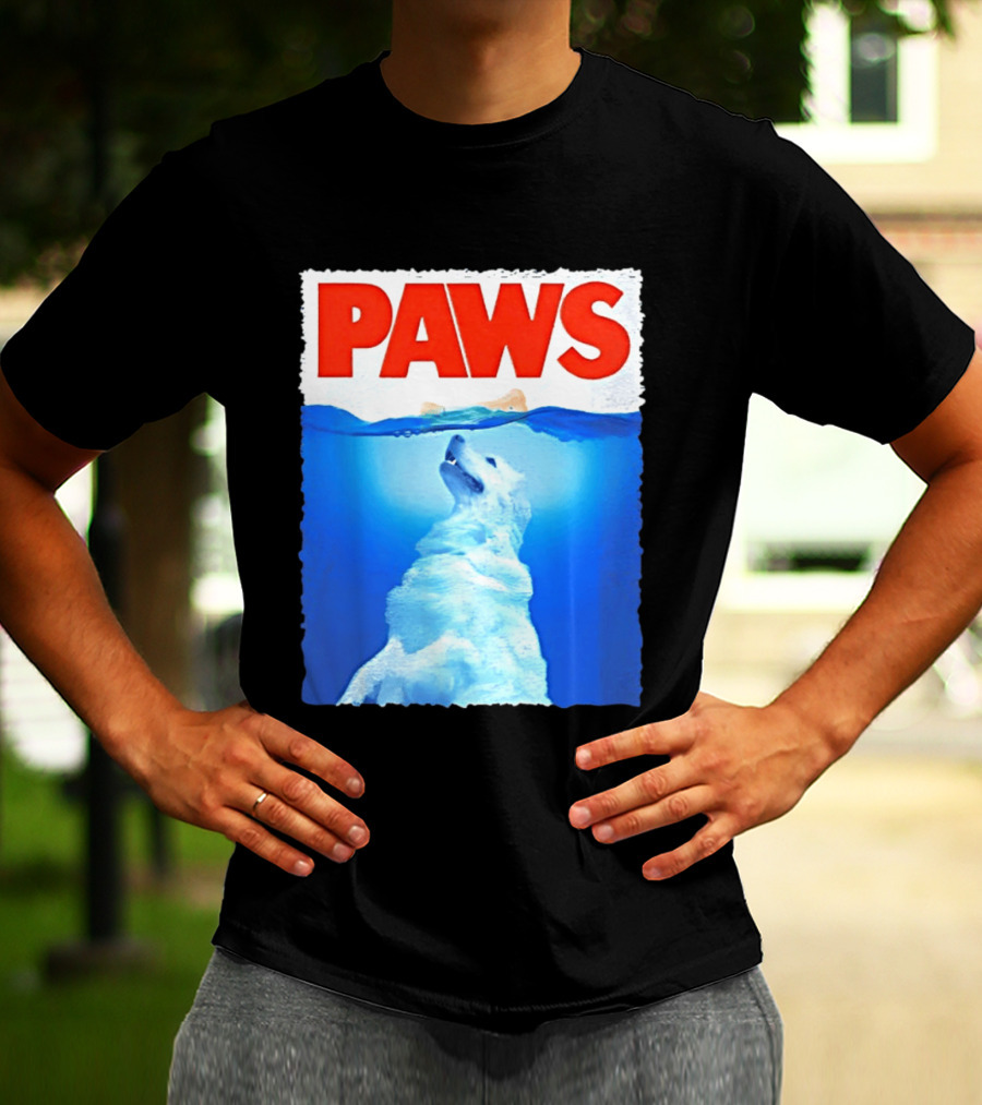 PAWS Classic Parody With Diving Dog Image T-Shirt