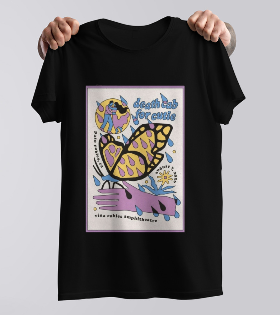 Death Cab For Cutie Paso Robles Vina Robles Amphitheatre August 7 2026 Butterfly T-Shirt