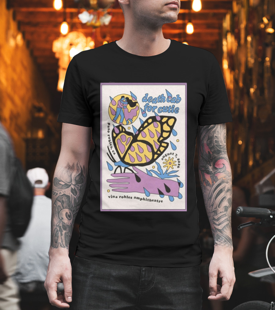 Death Cab For Cutie Paso Robles Vina Robles Amphitheatre August 7 2026 Butterfly T-Shirt