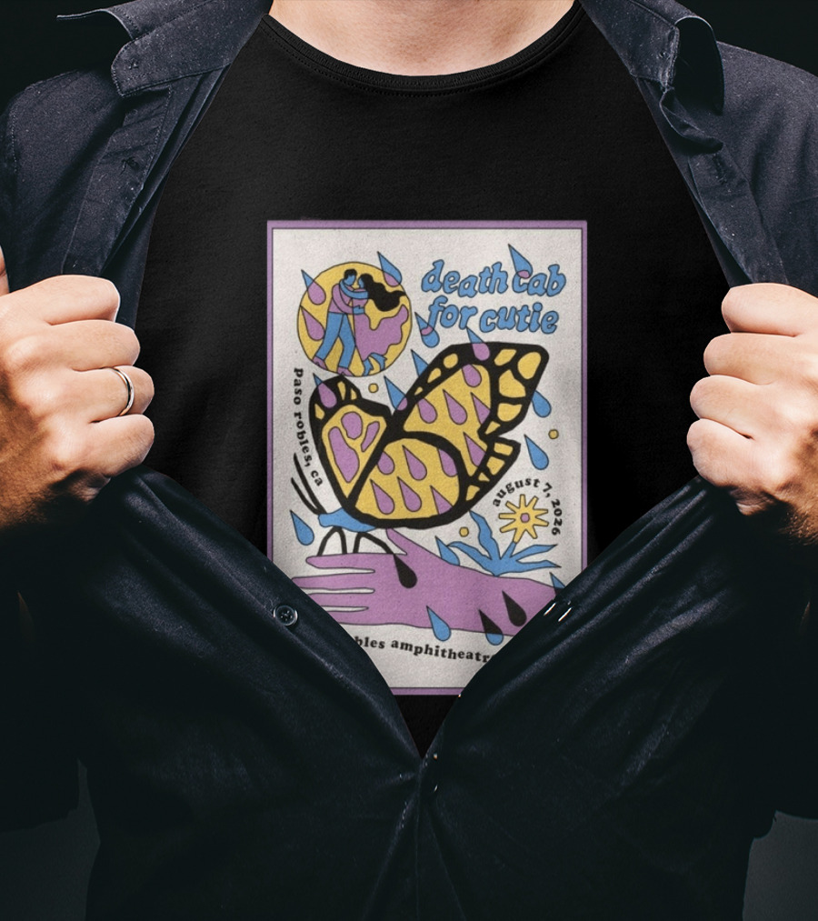 Death Cab For Cutie Paso Robles Vina Robles Amphitheatre August 7 2026 Butterfly T-Shirt