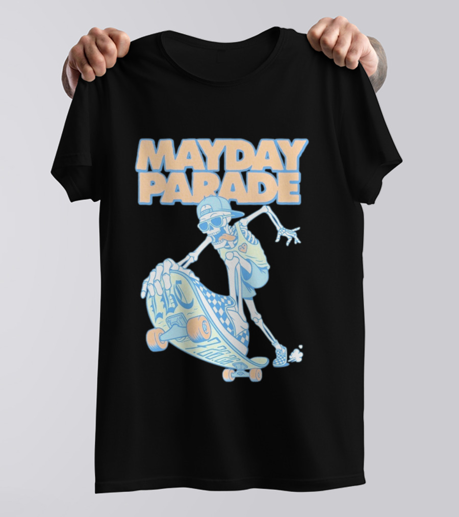 Mayday Parade Skeleton Skater With LBC 72626 Board T-Shirt