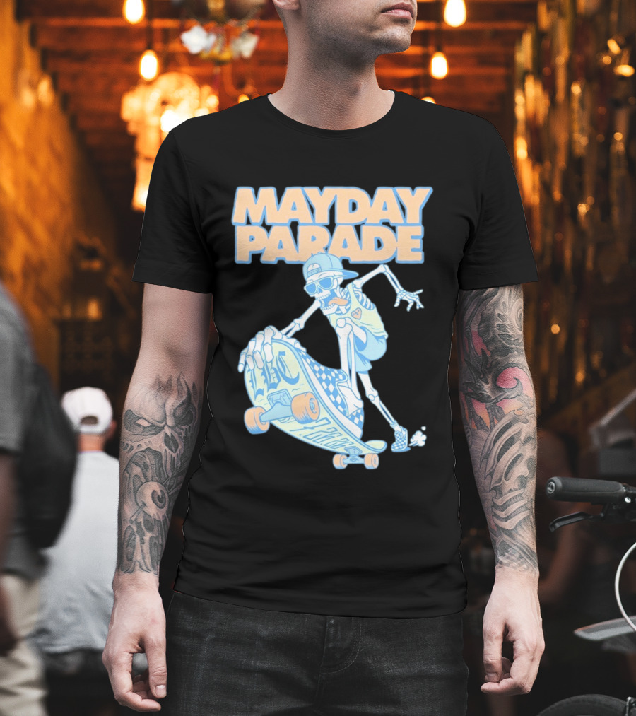 Mayday Parade Skeleton Skater With LBC 72626 Board T-Shirt