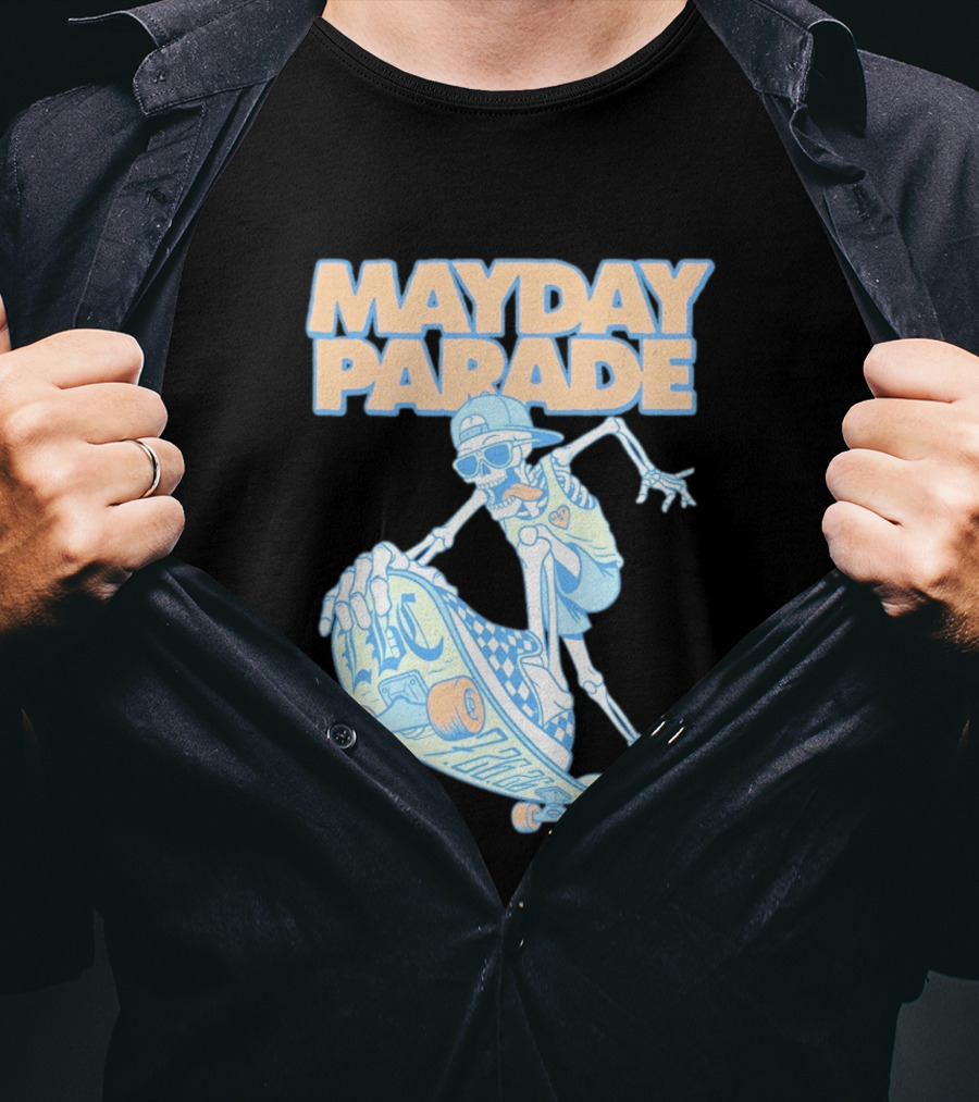 Mayday Parade Skeleton Skater With LBC 72626 Board T-Shirt