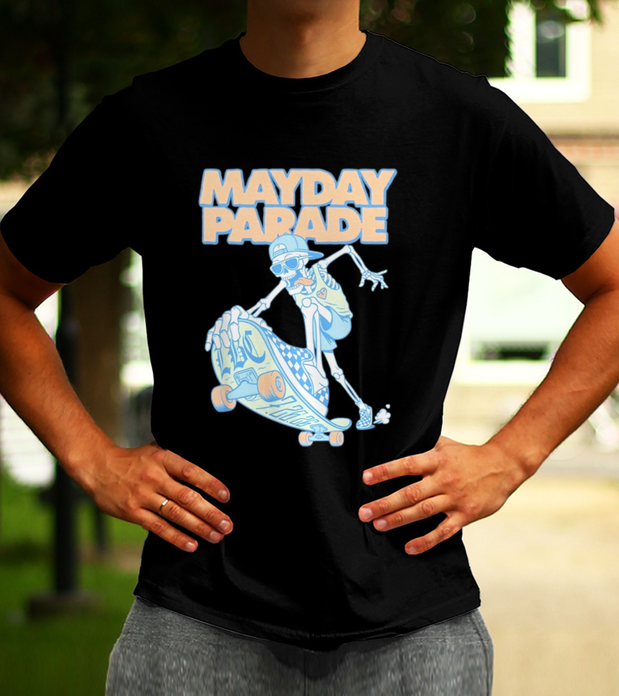 Mayday Parade Skeleton Skater With LBC 72626 Board T-Shirt