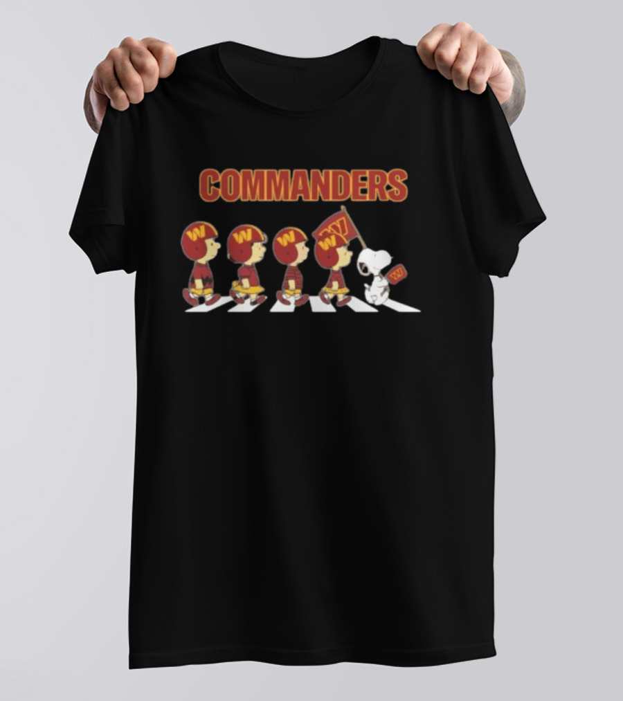 Peanuts Characters Marching On Abbey Road With Washington Commanders T-Shirt