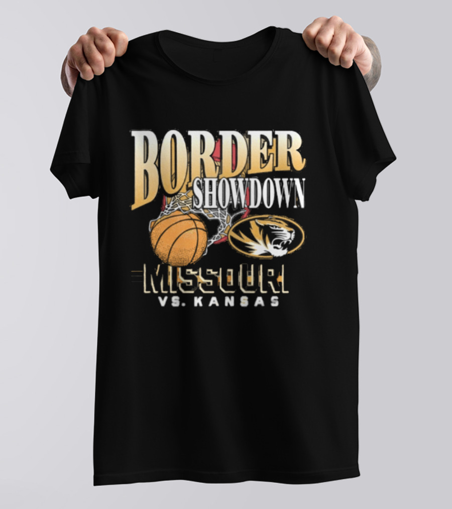 Border Showdown Missouri Tigers Vs Kansas Basketball 2025 T-Shirt