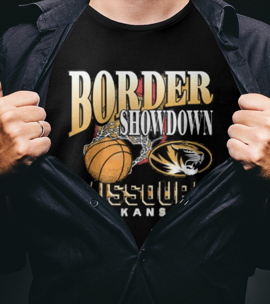 Border Showdown Missouri Tigers Vs Kansas Basketball 2025 T-Shirt