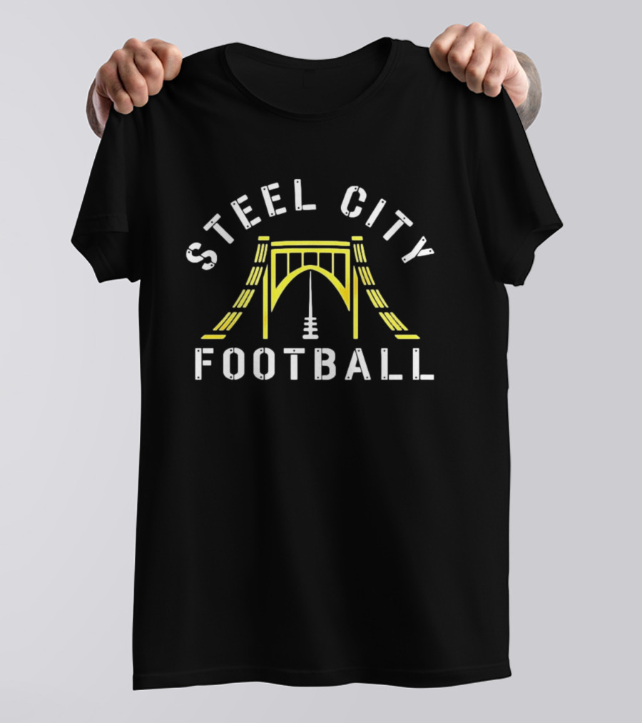 Pittsburgh Steelers Steel City Football Bridge Steel City Football T-Shirt