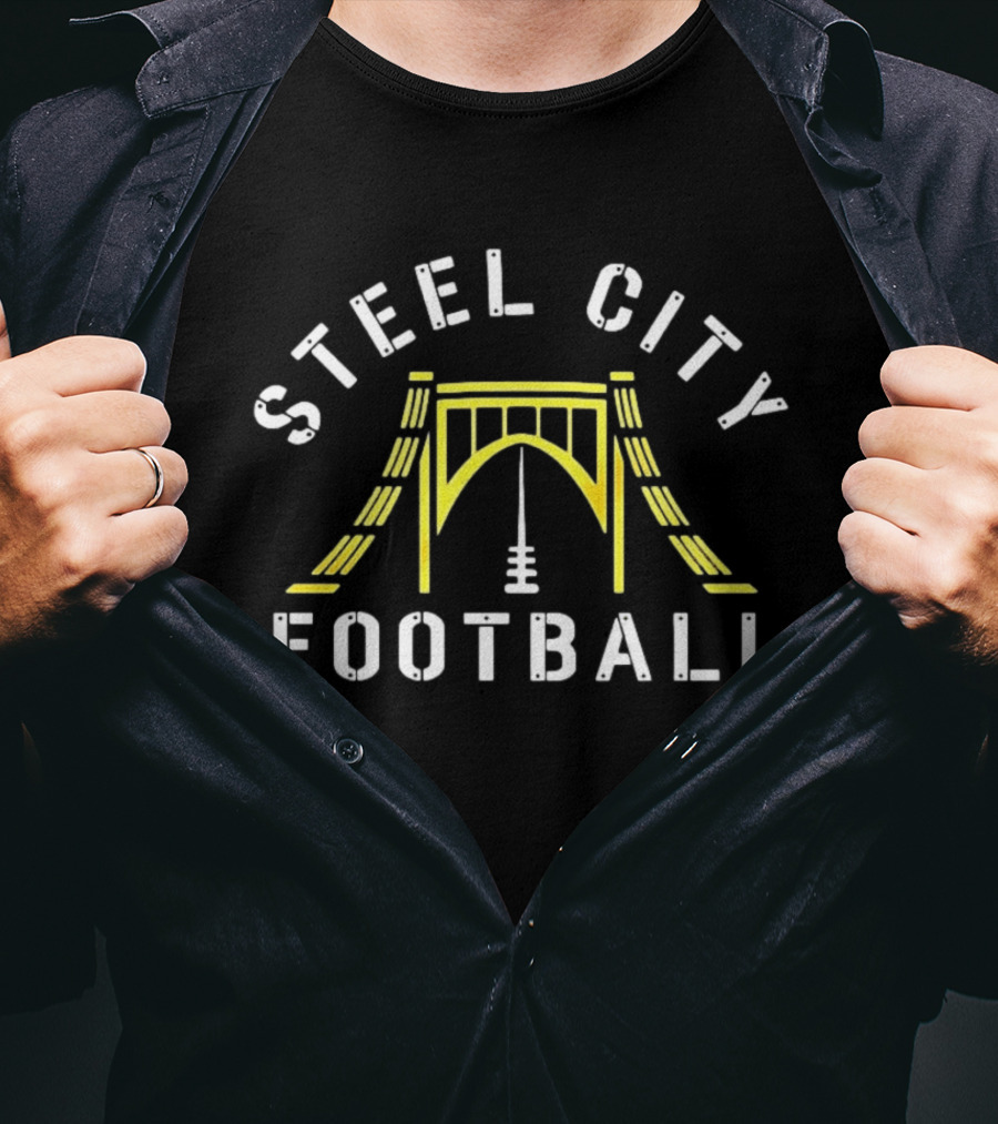 Pittsburgh Steelers Steel City Football Bridge Steel City Football T-Shirt