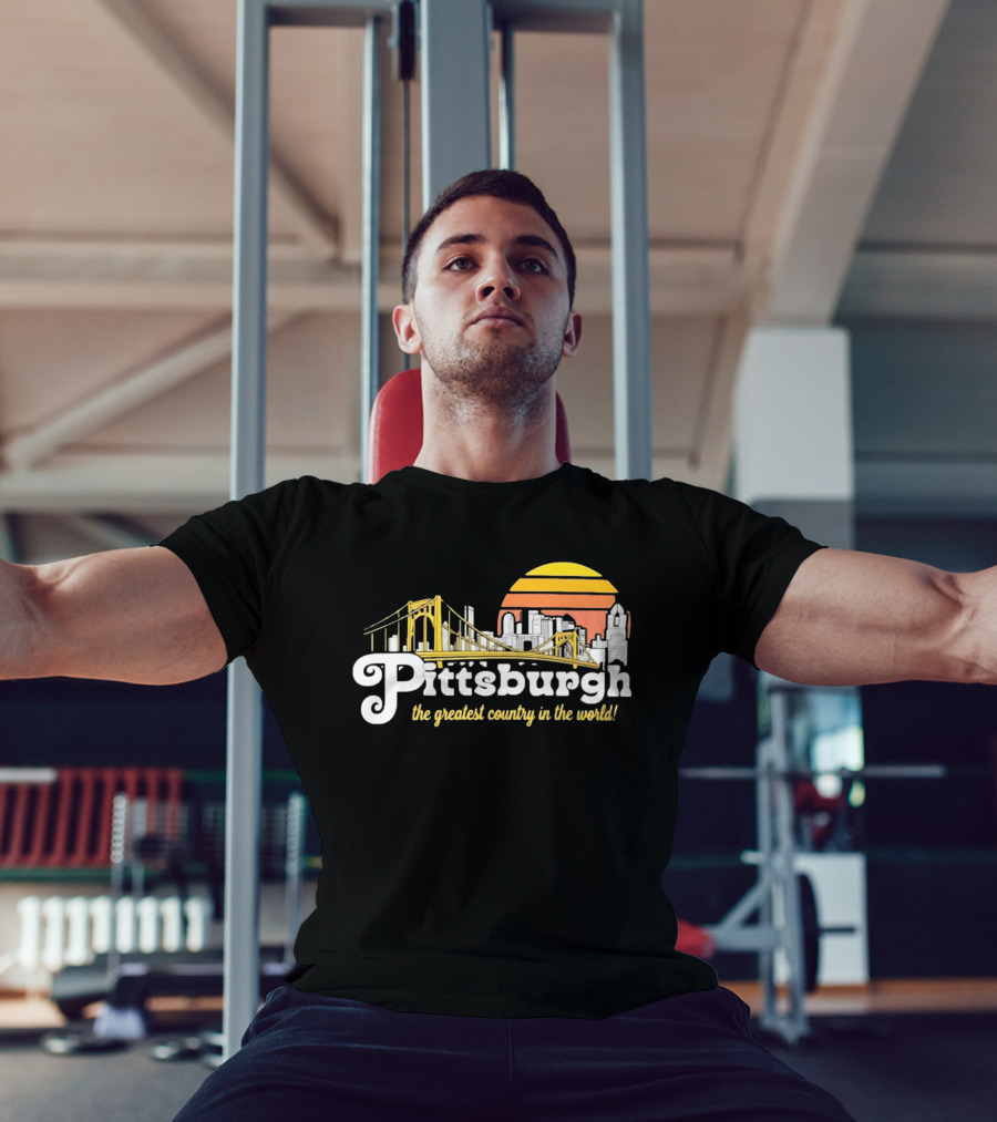 Pittsburgh Skyline With Bridge And Sunset The Greatest Country In The World T-Shirt