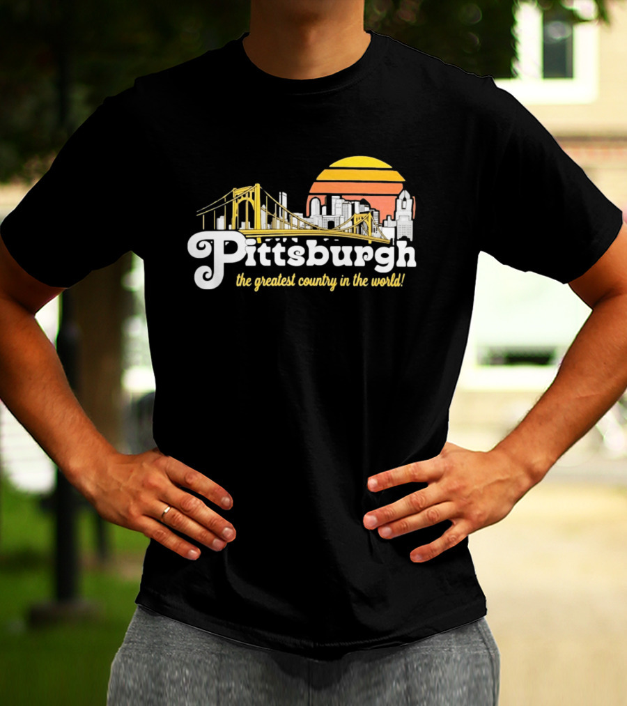Pittsburgh Skyline With Bridge And Sunset The Greatest Country In The World T-Shirt