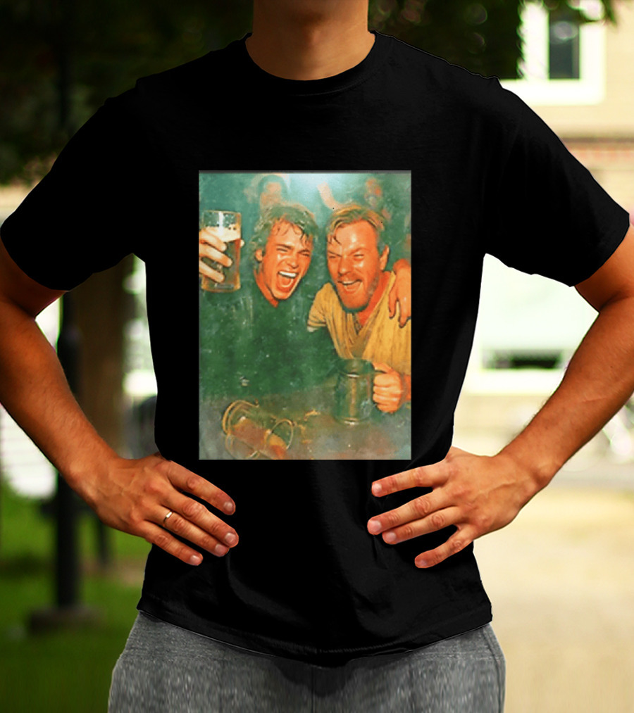 Original Anakin Skywalker And Obi Wan Kenobi Celebrate With Beer Cheers T-Shirt