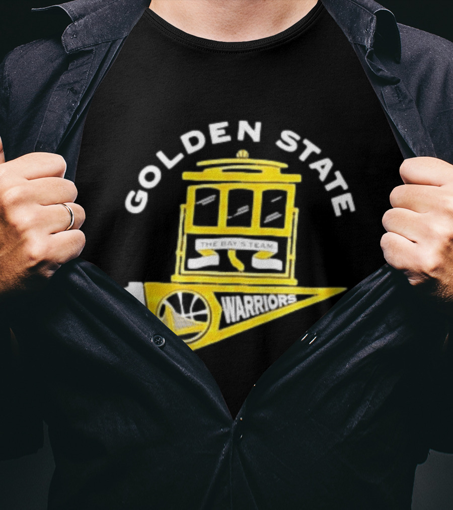 Golden State Warriors The Bays Team Warriors Banner And Cable Car T-Shirt