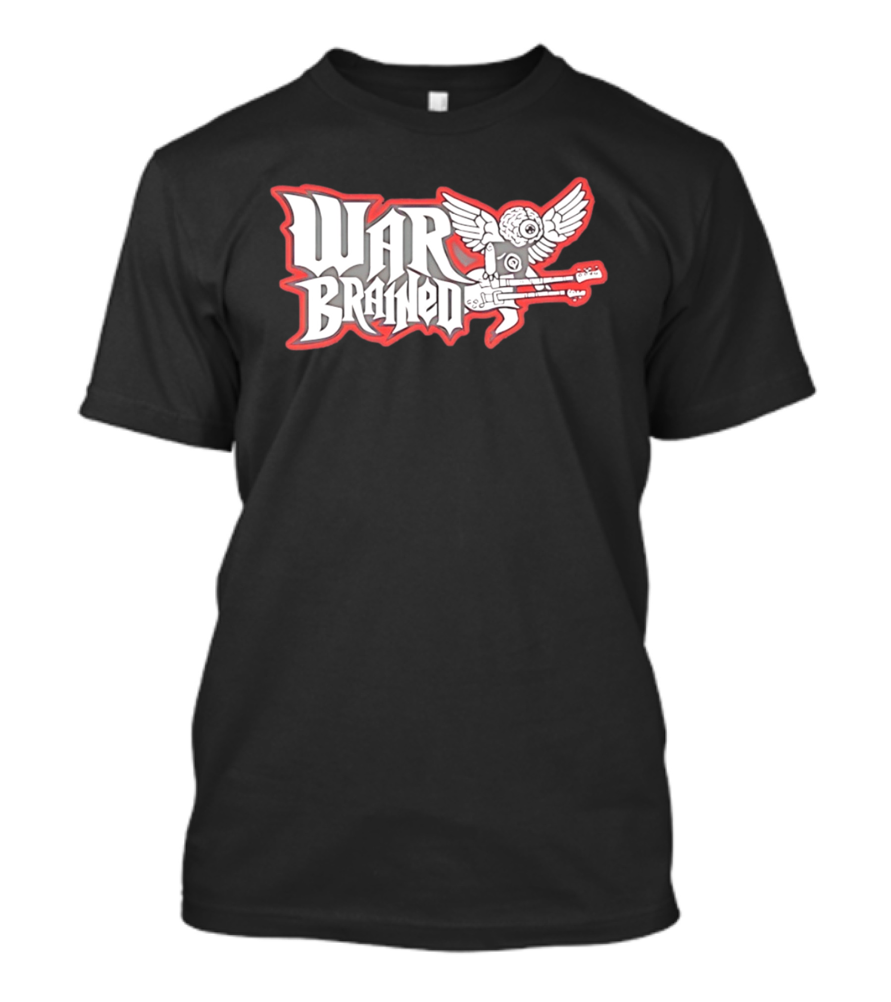 Quannic War Brained Alternative Rock Indie Music Winged Guitar Brain T-Shirt