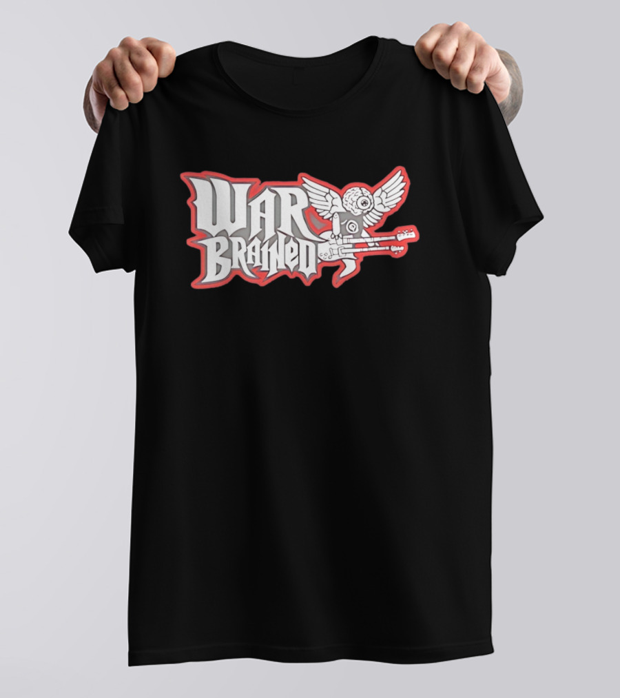 Quannic War Brained Alternative Rock Indie Music Winged Guitar Brain T-Shirt