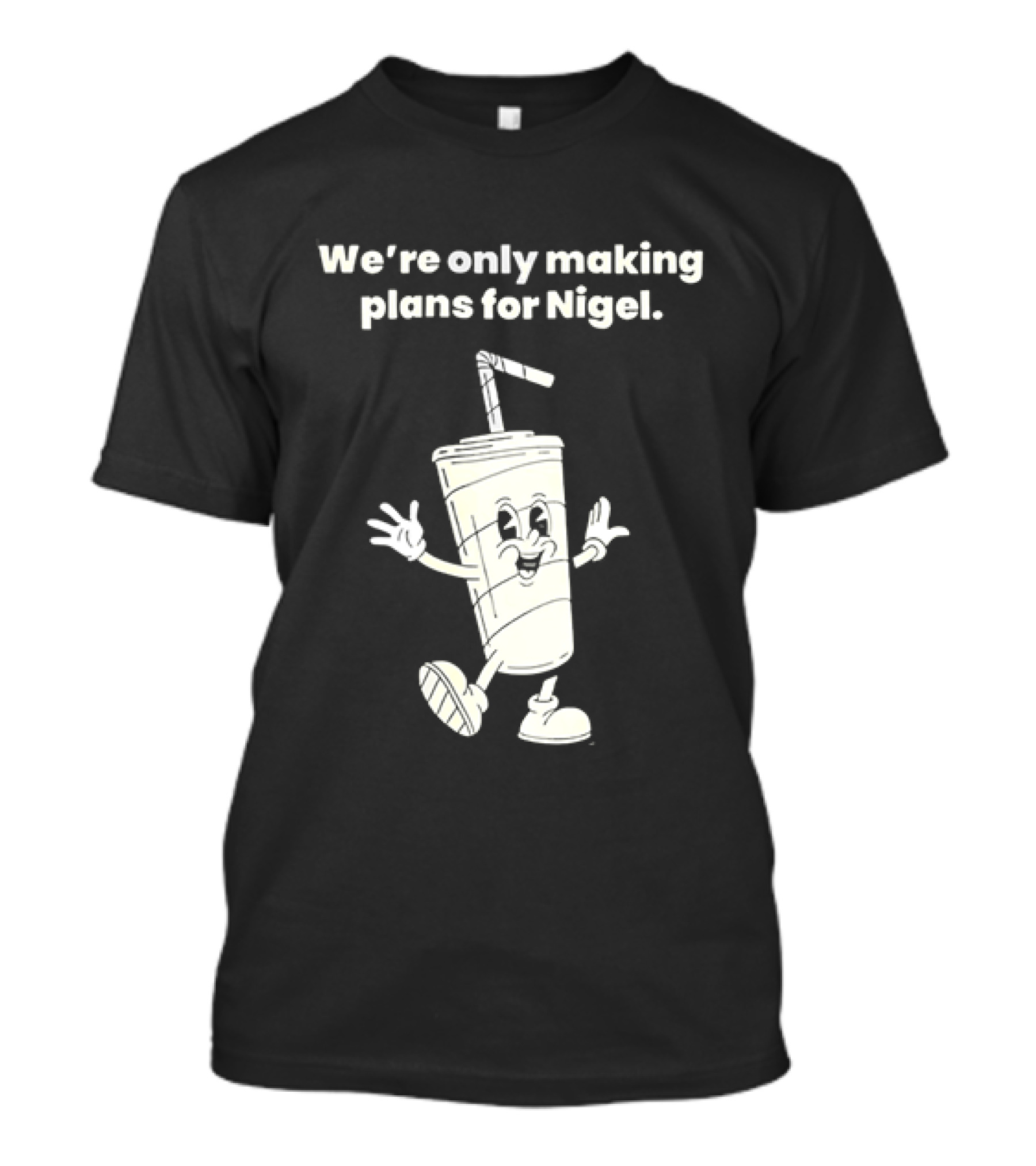 We're Only Making Plans For Nigel XTC 80s Music Cartoon Cup T-Shirt