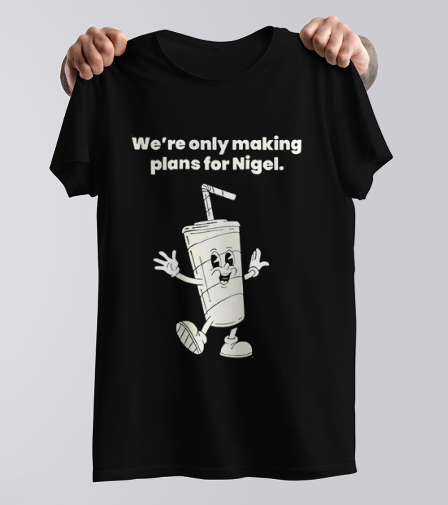 We're Only Making Plans For Nigel XTC 80s Music Cartoon Cup T-Shirt