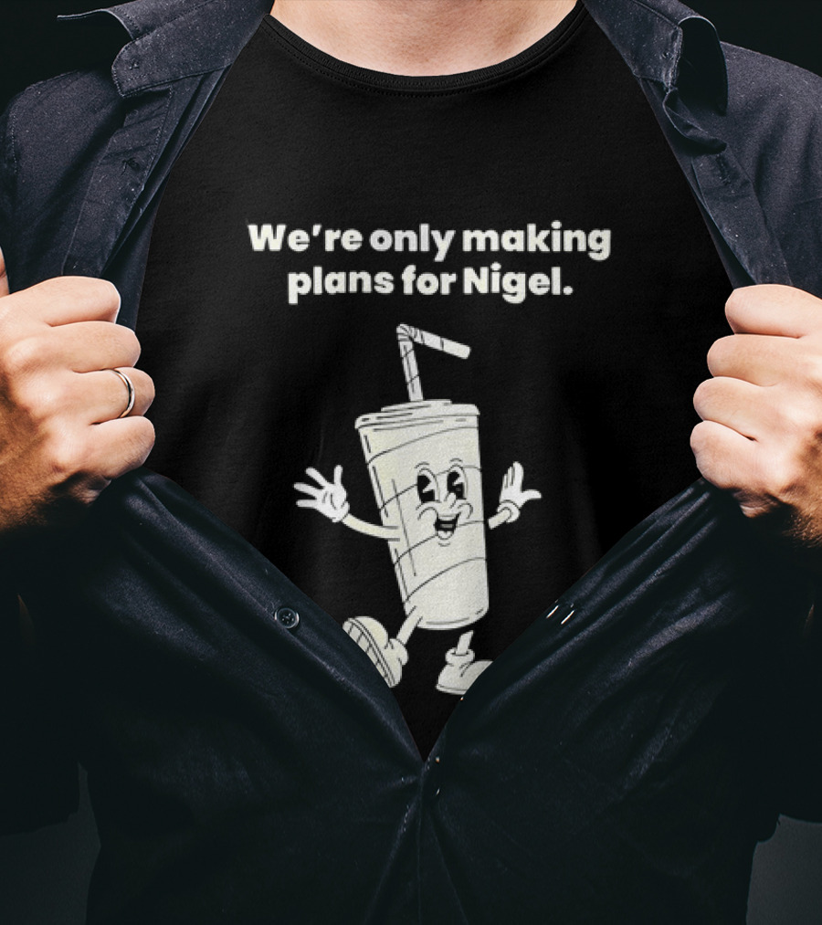 We're Only Making Plans For Nigel XTC 80s Music Cartoon Cup T-Shirt