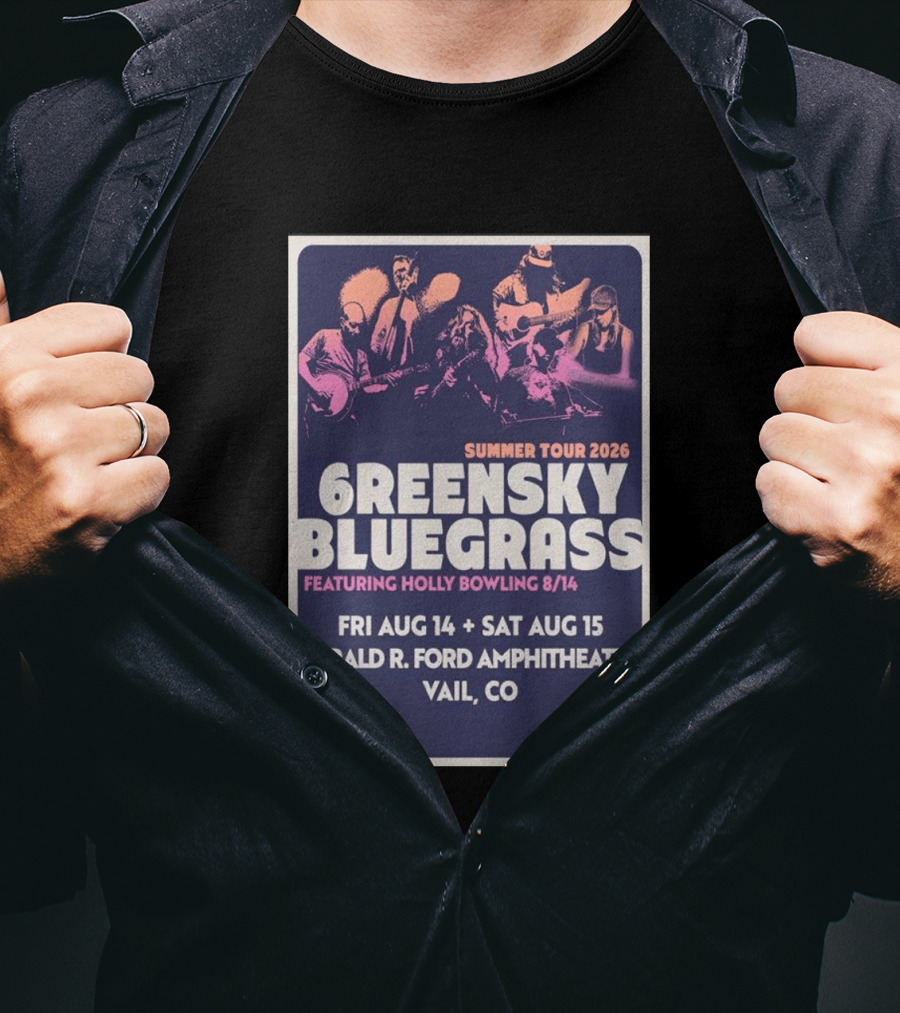 Greensky Bluegrass Summer Tour 2026 Vail CO Featuring Holly Bowling Aug 14 15 Gerald R Ford Amphitheater T-Shirt