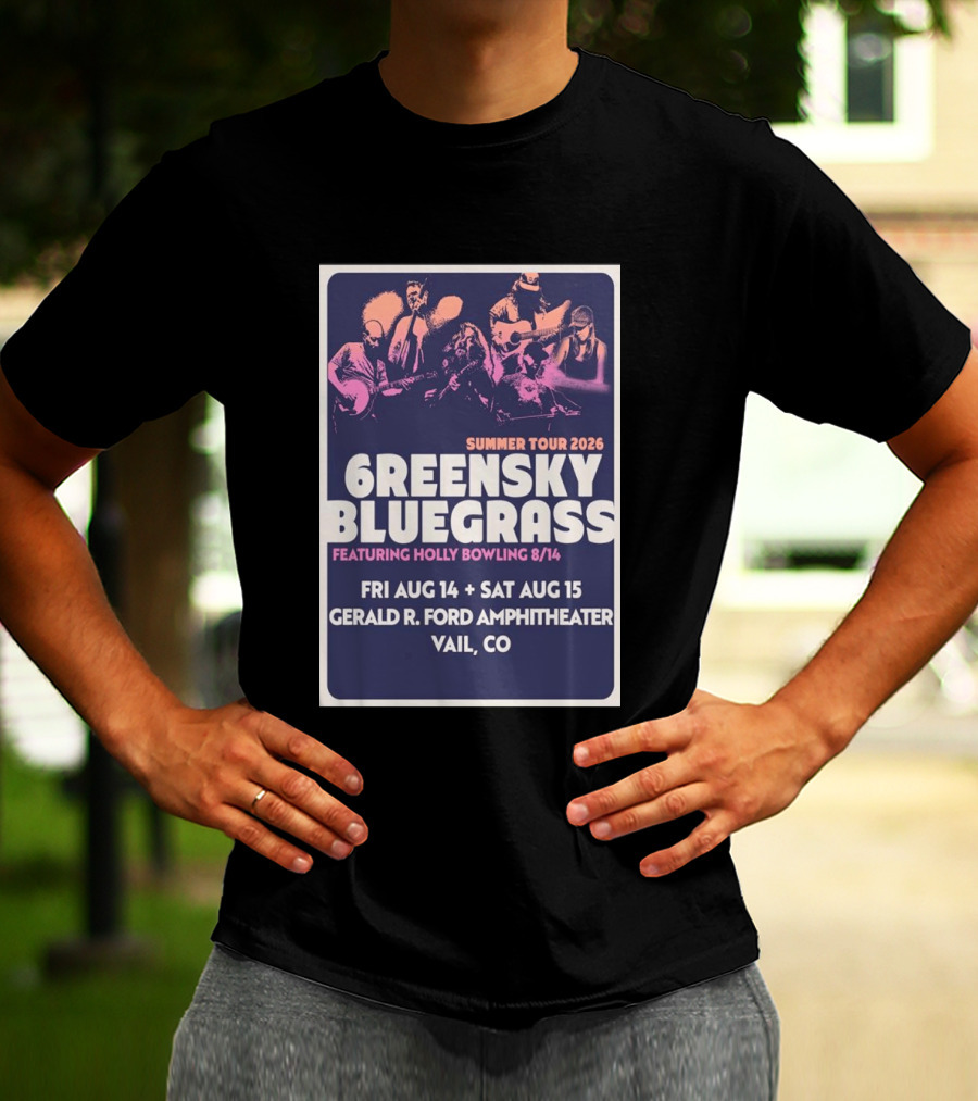 Greensky Bluegrass Summer Tour 2026 Vail CO Featuring Holly Bowling Aug 14 15 Gerald R Ford Amphitheater T-Shirt