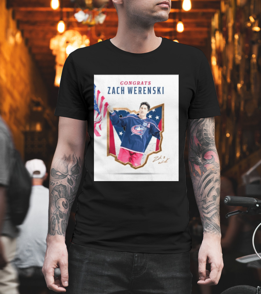 Congrats Zach Werenski USA Columbus Blue Jackets Hockey Celebration T-Shirt