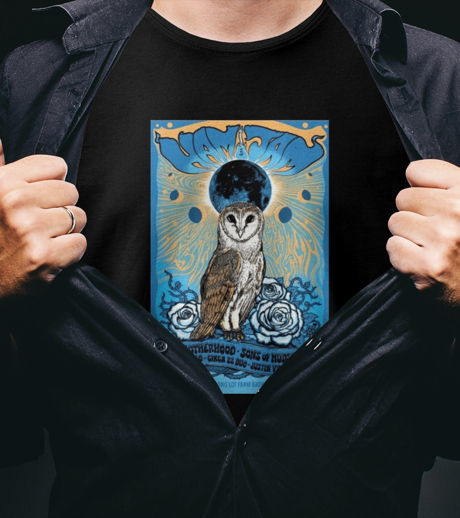 HamJam Festival August 8 2026 Owl And Roses Brotherhood Sons Of Hudson Long Lot Farm Brewery Chester NY T-Shirt