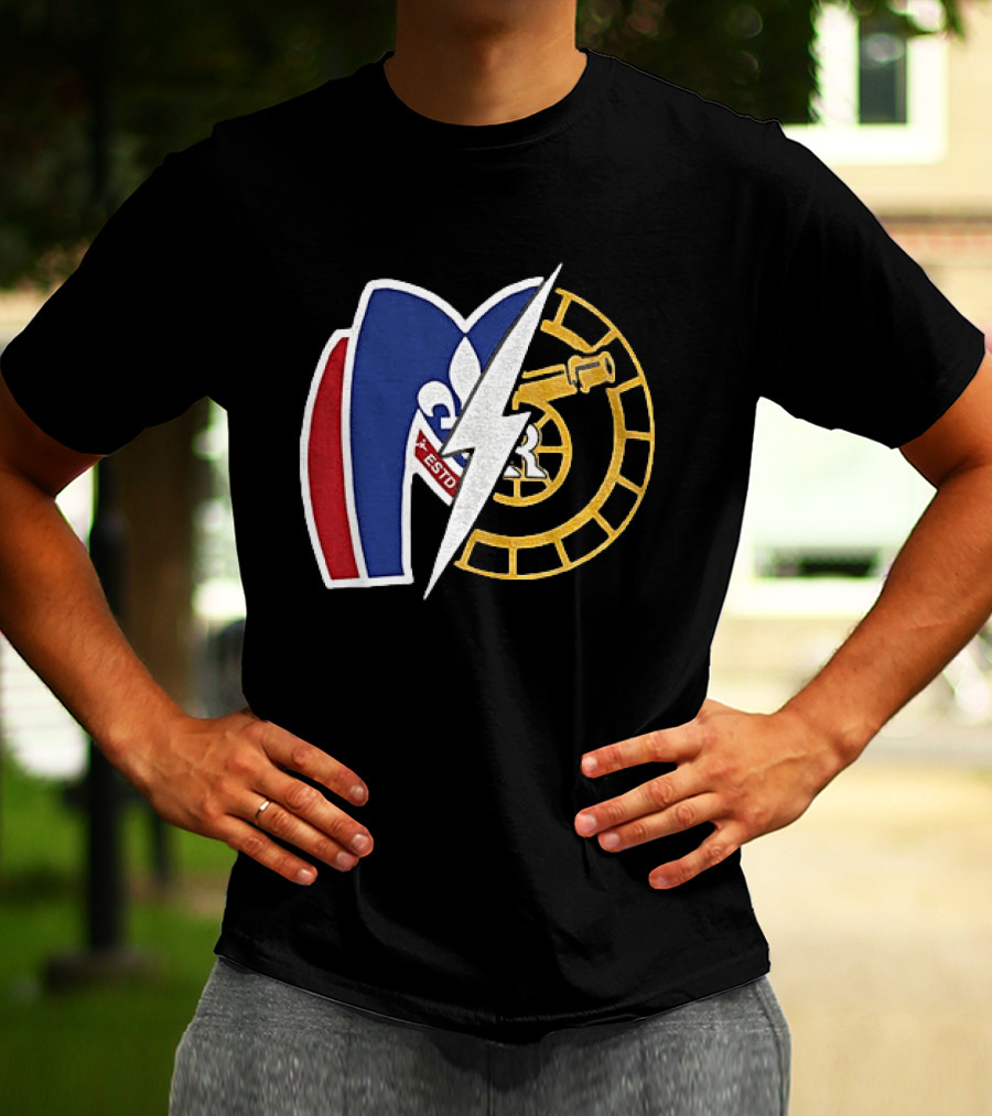 Boston Raiders Montreal Metros Hockey Rivalry Shane Ilya ESTD Fleur De Lis Puck T-Shirt