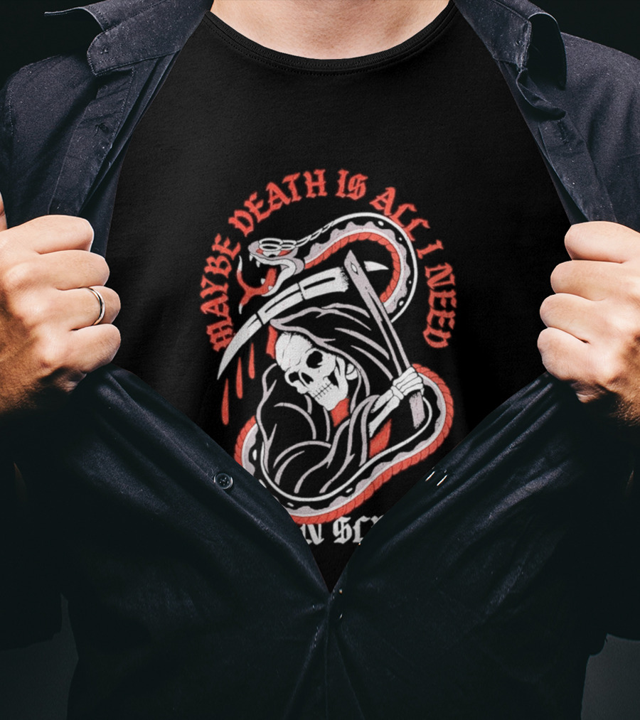 Maybe Death Is All I Need Ocean Sleeper Skeleton T-Shirt