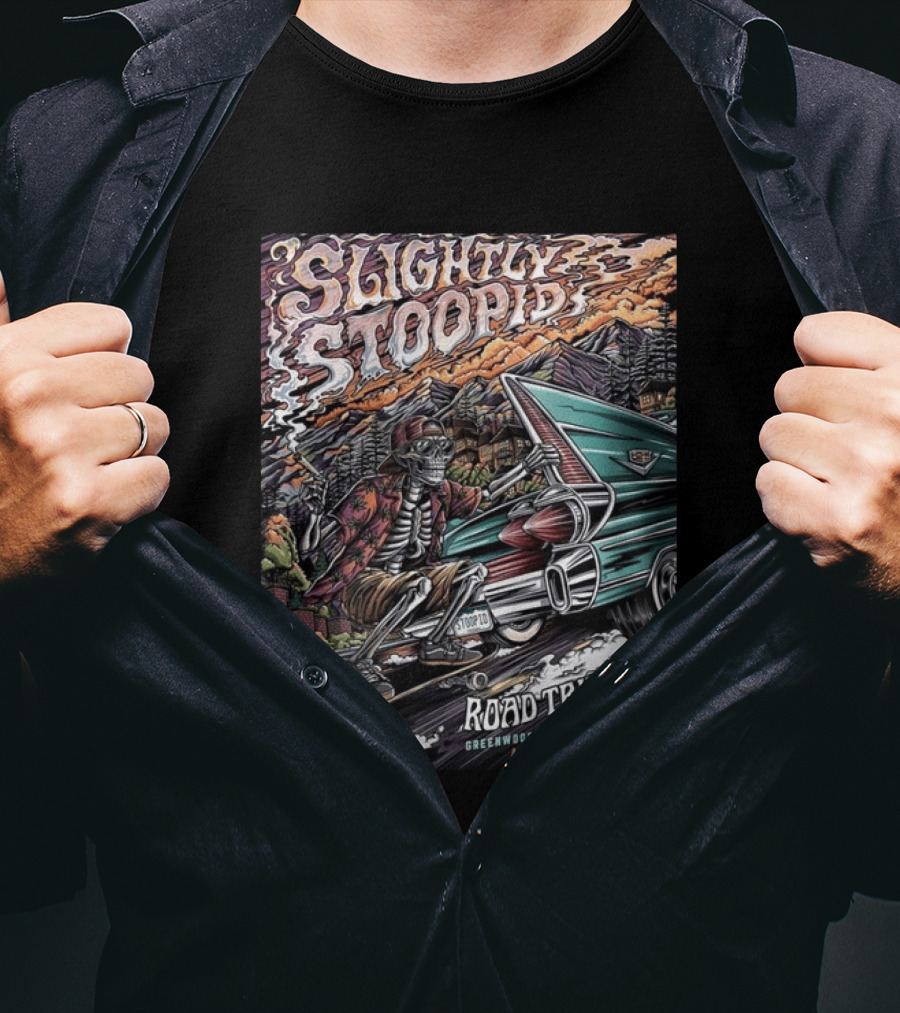 Slightly Stoopid Road Trippin Tour Greenwood Village Colorado August 7 2026 Fiddler's Green Amphitheatre T-Shirt