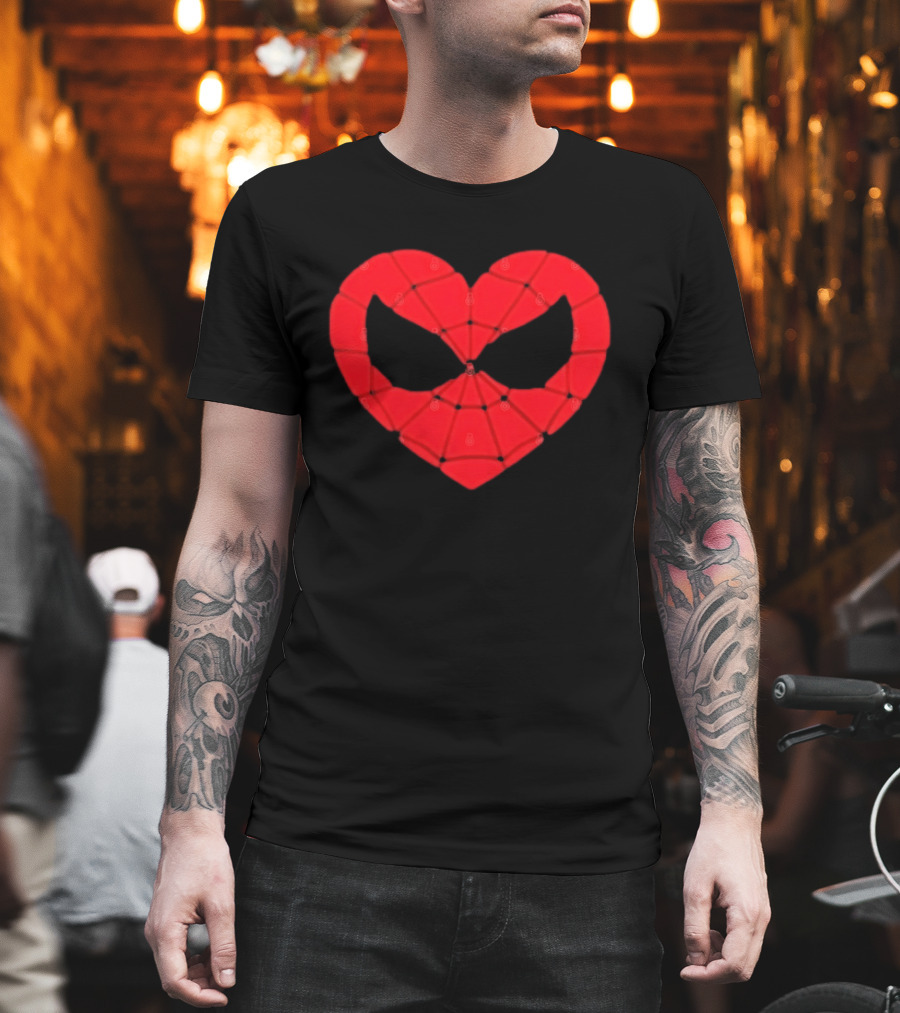 Spider Man Heart Web Mask Marvel Superhero T-Shirt