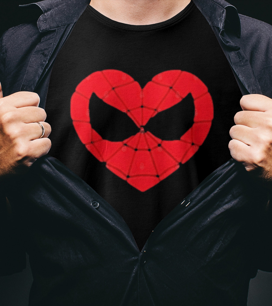 Spider Man Heart Web Mask Marvel Superhero T-Shirt