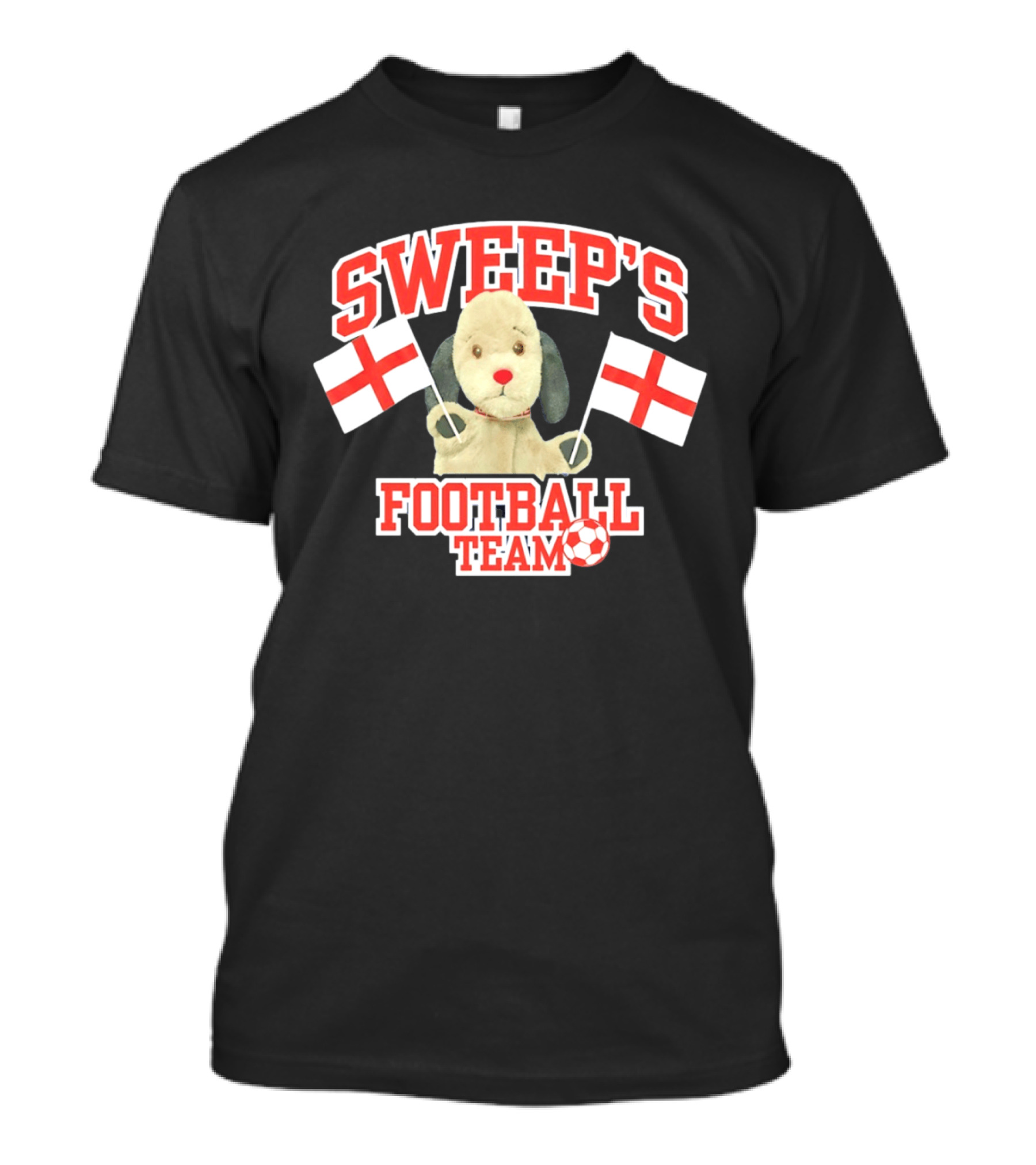 Sweep's Football Team Puppet Children's TV England Flags T-Shirt