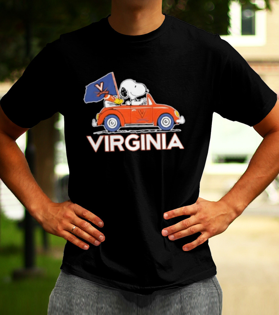 Snoopy Driving Car Virginia Cavaliers Football Fan Spirit T-Shirt
