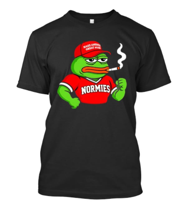 Pepe The Frog Smoking Wearing Normies Make America Great Again Red Hat T-Shirt