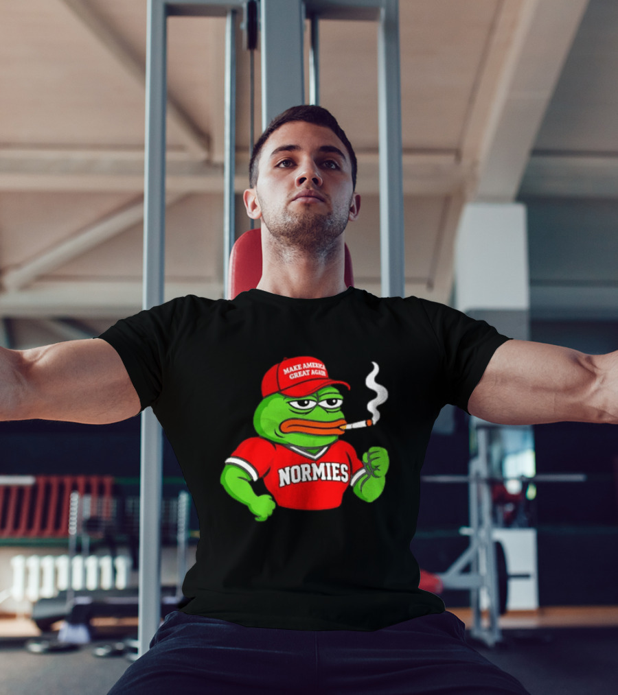 Pepe The Frog Smoking Wearing Normies Make America Great Again Red Hat T-Shirt