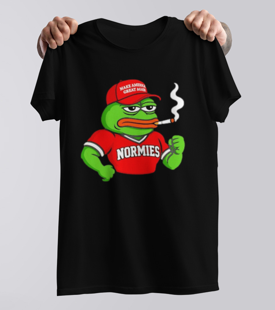 Pepe The Frog Smoking Wearing Normies Make America Great Again Red Hat T-Shirt