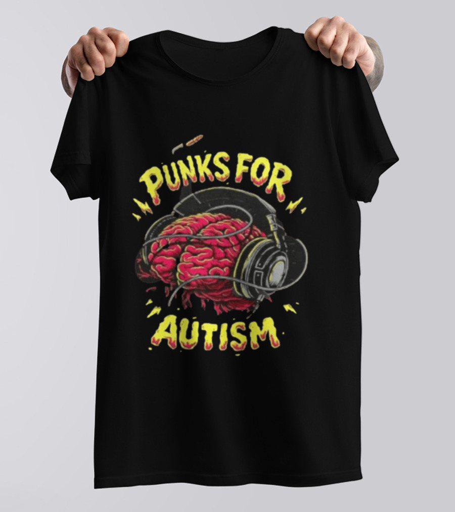 Punks For Autism Brain Headphones T-Shirt