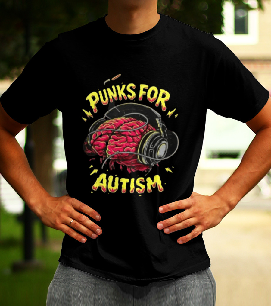 Punks For Autism Brain Headphones T-Shirt