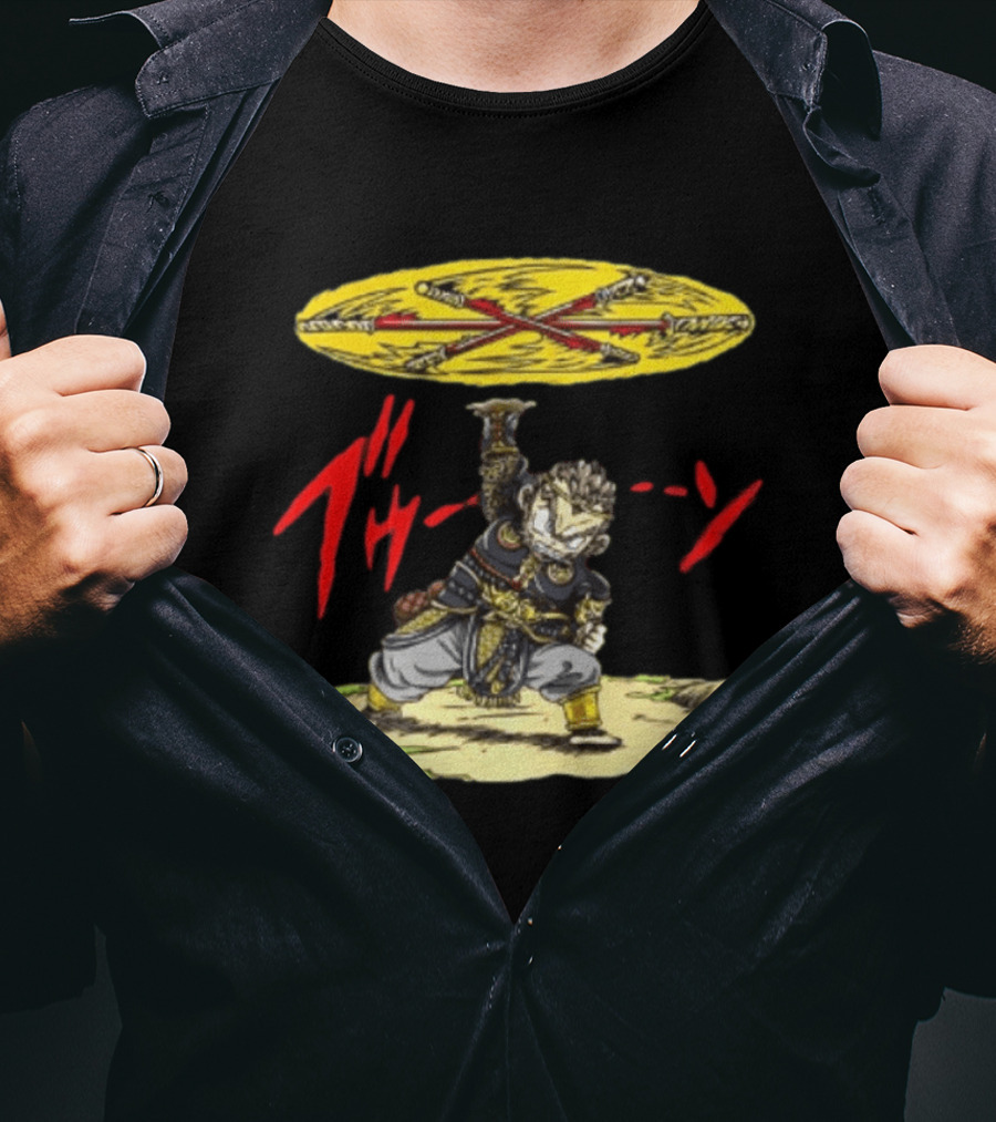 Ton Wukong Rotate The Stick Yellow Red Cartoon T-Shirt